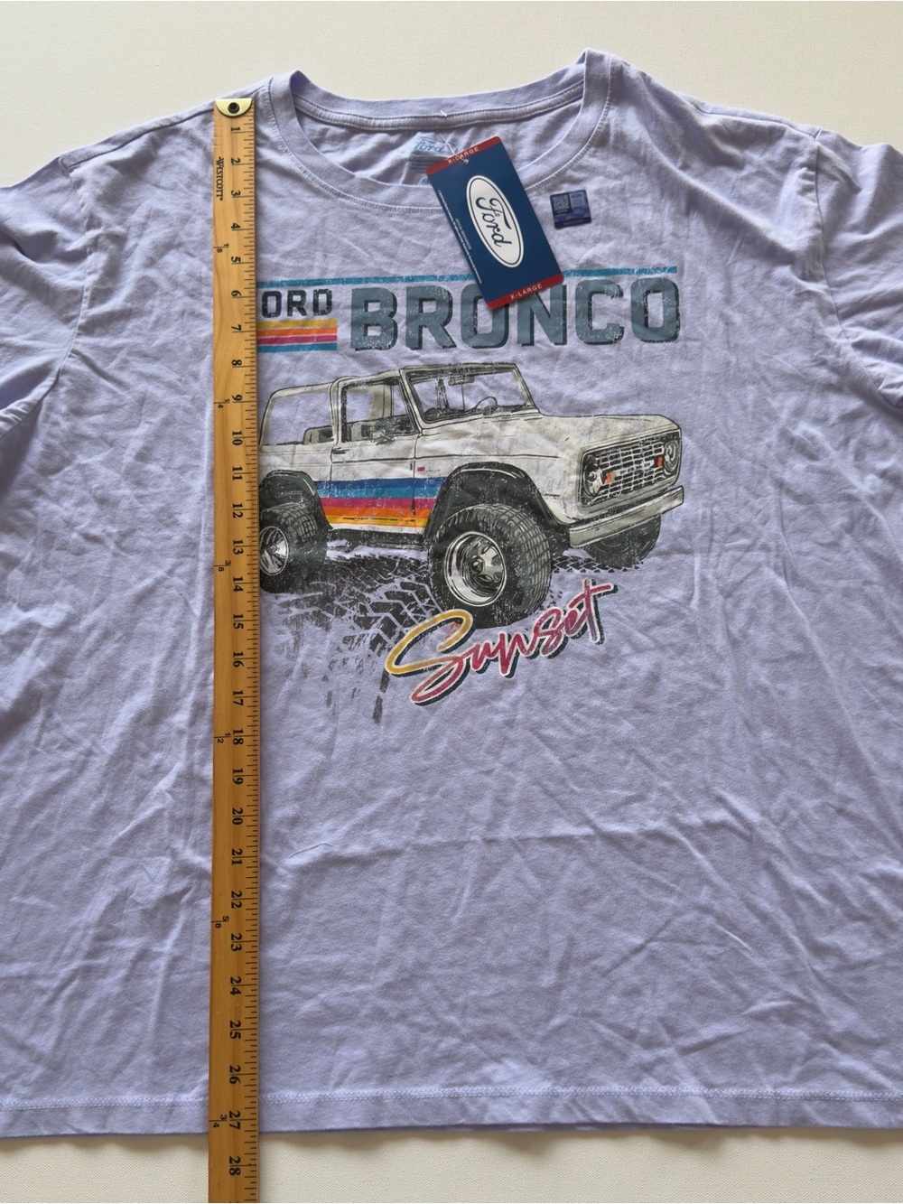 NWT Women's Official Ford Bronco Sunset Graphic Tee Light Purple (C1)